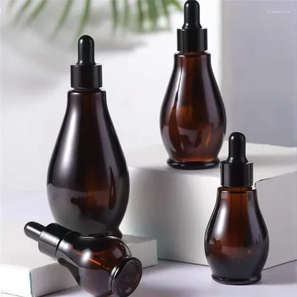 Depolama Şişeleri 100pcs 10ml 20ml 30ml 50ml 100ml 100ml Amber Cam Damla Şişe Pipetler Boş Damla Parfüm Kapları