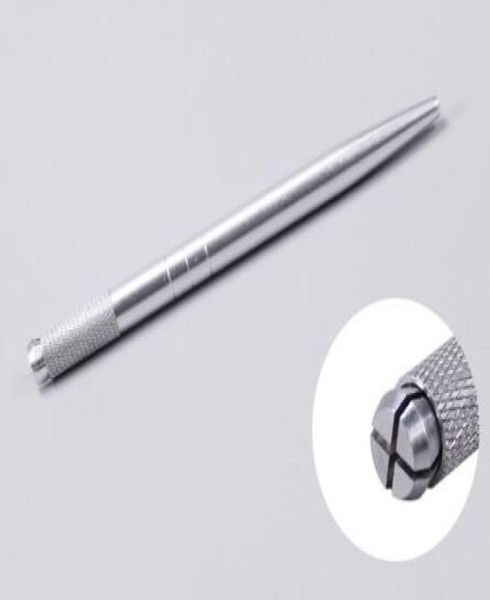 100 шт., серебряная алюминиевая профессиональная ручная ручка для татуировки, перманентный макияж, ручка для татуировки, 3D ручка для вышивки бровей, MicroBlading Pen8056543