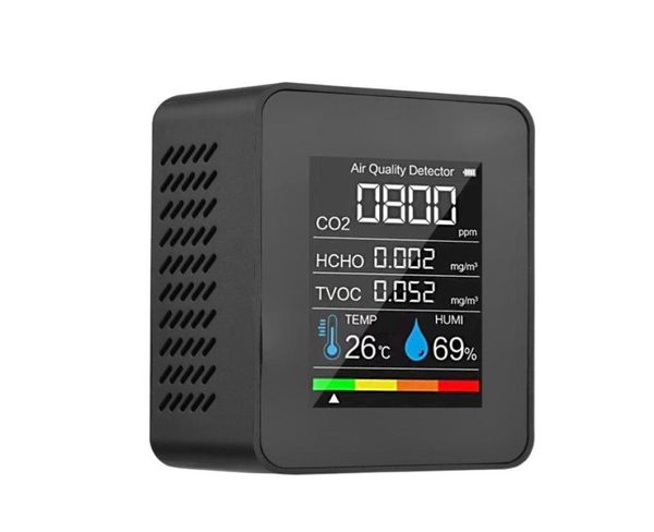 Gasanalysatoren Tragbarer Luftqualitätsmonitor Innen-CO2-Detektor 5 in 1 Formaldehyd HCHO TVOC Tester LCD Temperatur Luftfeuchtigkeit9423586