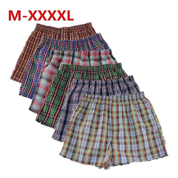 Underpants shanboer 4pcs/lotto maschile pugili sciolti per le mutandine da uomo cotone maschio grandi pantaloni freccia a quadri classici pellicole plus size 4xl