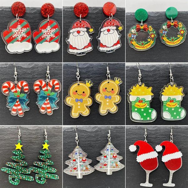 Pendientes Moda Jingle Bell Árbol de Navidad Encanto Cuelga Muleta Muñeco de nieve Copo de nieve Grinch Santa Claus Brillo Lágrima Año Nuevo Joyería Regalo LL