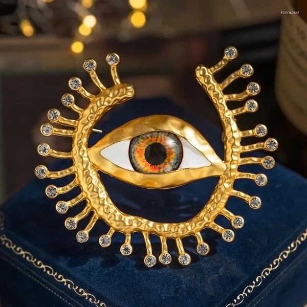 Broşlar 2024 Abartılı Şeytan Gözü Broş Gözleri Göğüs Çiçek Pimi Erkekler İçin Kadın Unisex Mücevherat Avrupa ve Amerikan Retro
