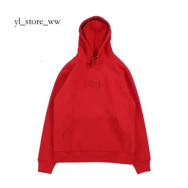 Kiths Sudadera con capucha Calidad Gruesa Kith Box Logo Hombres Kiths Camiseta Mujerbordado Negro Rojo Rosa KITH Sudaderas Kiths Casual Jersey suelto 3433