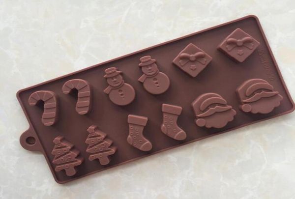 Stampi da forno natalizi Stampo per dolci in silicone Stampi per cioccolato Albero di Natale Bacchetta Calzino Pupazzo di neve Stampo da forno fai da te8866488