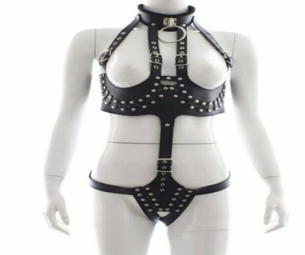 Prego couro preto sexy roupa interior feminina sexo lingerie fetiche virilha aberta peito exposto roupa bondage jogos adultos brinquedos sexuais 1478309