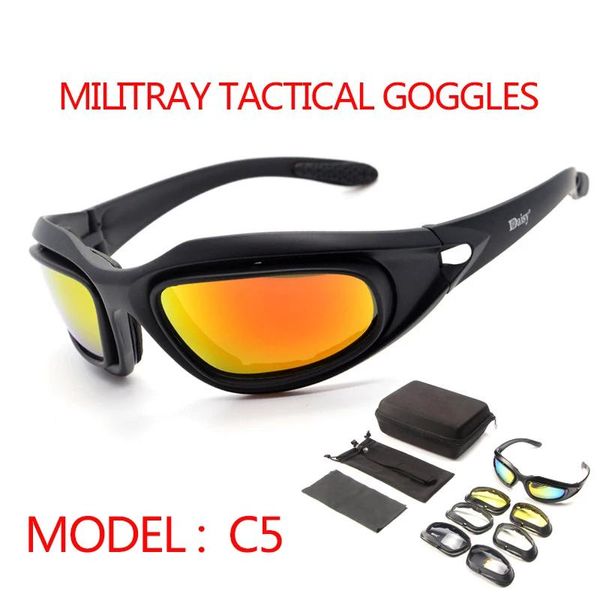 Óculos de sol margarida c5 polarizado militar óculos de sol à prova de explosão 4 lente óculos tático esporte tiro correndo caça exército eyewea