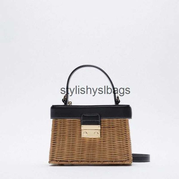 Umhängetaschen ZA Str Bag Maßgeschneiderte Vintage Woven Rattan Umhängetaschen Casual Str Handtasche Schulter Strandtasche Clutch Handmadestylishyslbags