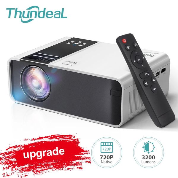 Thundeal HD Mini Projektör TD90 Native 1280 x 720p LED WiFi Ev Sineması Sineması 3D Akıllı Telefon Video Film Proeycect 240110