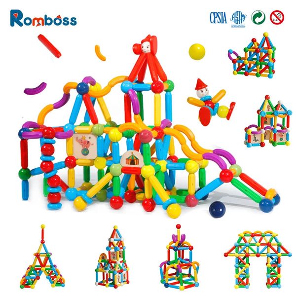 Romboss Costruttore Magnetico Blocchi Set Giocattoli per Bambini Magnet Stick Rod Building Montessori Educativo per Bambini 240110