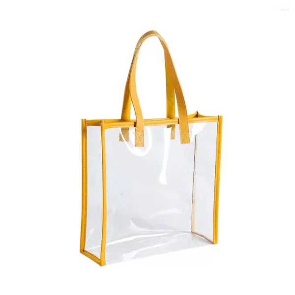 Сумки для покупок Высококачественные индивидуальные желтые прозрачные сумки из ПВХ-тоут из пластика