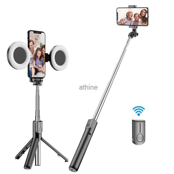 Selfie Monopods 4in1 Draadloos Bluetooth Selfie Stick Statief Met LED Ringlicht Selfie Uitschuifbare Monopod Stand Voor Androis GT YQ240110