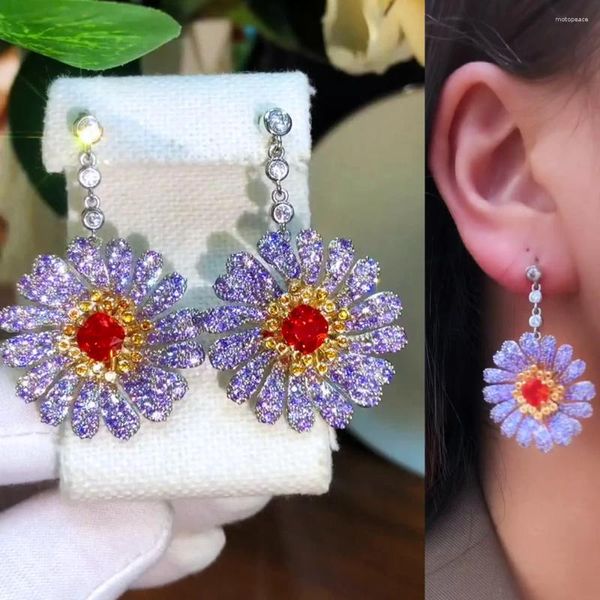 Orecchini pendenti Missvikki Alla moda primavera carino fiore viola per donna ragazza fioritura originale quotidiana accessori giapponesi coreani di alta qualità