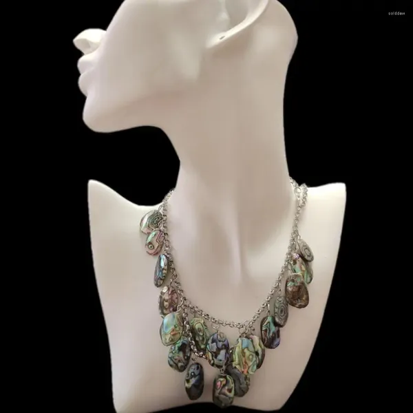 Anhänger Halsketten Herrliche handgefertigte natürliche Paua Abalone Shell Pandent Halskette Afrikanischer Modeschmuck Quasten Halsband für Frauen
