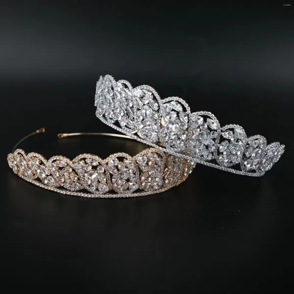 Fermagli per capelli EYER Fasce nuziali di lusso Zircone Diademi nuziali Gioielli Copricapi Donna Corona Diadema Per spettacoli Banchetti per feste Accessori