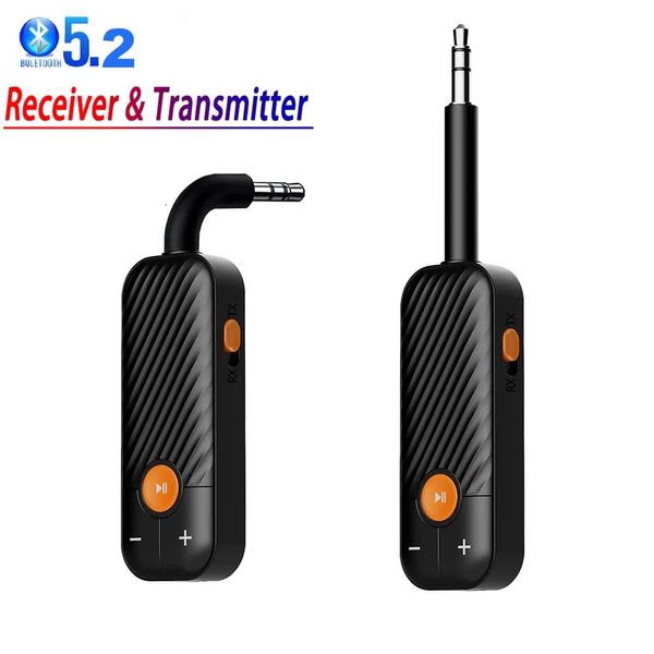 Alto-falantes 2 em 1 Bluetooth 5.2 Receptor AUX Adaptador 3.5mm Jack Adaptador de áudio sem fio HiFi Music Car Bluetooth Receptor Handsfree Speaker