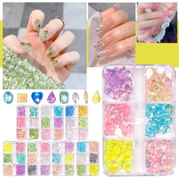 Decorazioni per nail art Strass Cristalli Gemme Colori misti Perline di varie dimensioni Pietre di vetro blu con foro