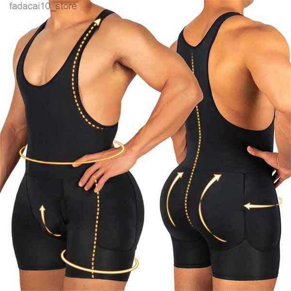 Vita pancia Shaper Intimo modellante da uomo Body Shaping Ass finti Glutei Enhancers Boxer Slip Hip Pads Butt Lifter Intimo Shapewear Body per uomo Q240110