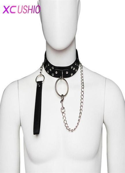 Rivets en cuir collier d'esclave adulte laisse bondage sexe anneau de cou pour femmes hommes adultes jeu jouets nouveauté produits de sexe pour jeux SM C183604246