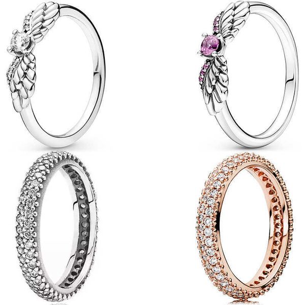 2024 Tasarımcı Pandoraring Dora'nın Band Rings S925 Silver Angel Wing Ring Niche Luxurious ve çok yönlü kadınlar için çok yönlü