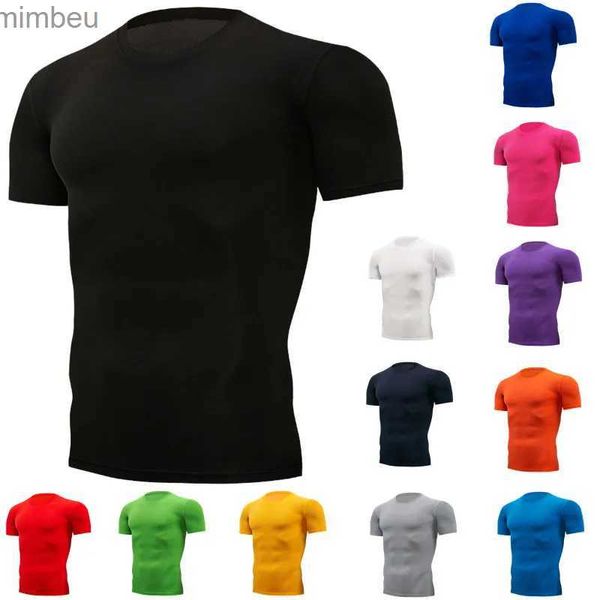 T-shirt da uomo Quick Dry Running T-shirt da compressione da uomo Tuta da calcio traspirante Fitness Abbigliamento sportivo aderente Camicia a maniche corte da equitazione L240110