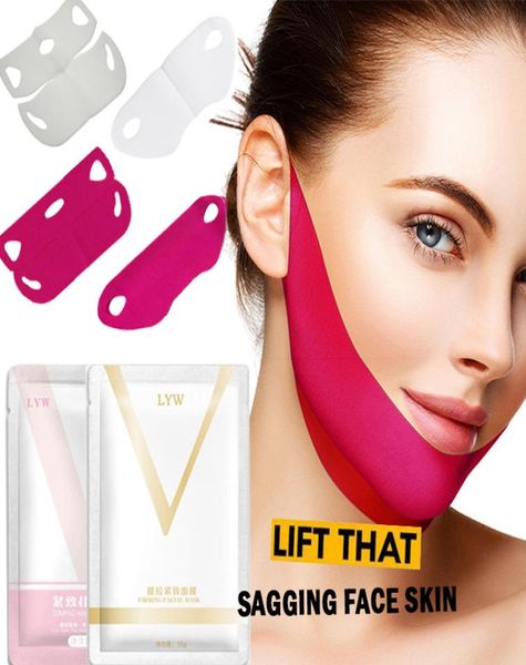 Máscara de lifting facial firmador instantâneo 4D Linha V dupla Máscaras de tensão facial Emagrecimento Eliminar Edema Levantamento Firme Fino Masseter6727557