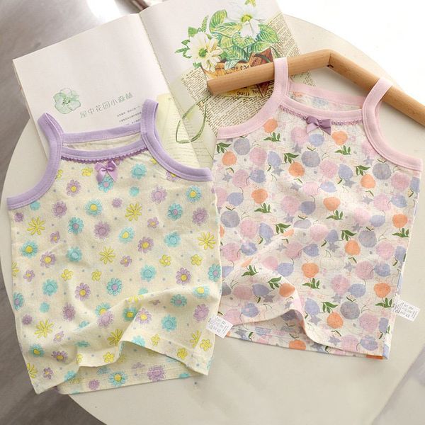 Directe verkoop door de fabrikant van Japans zomers dun kindertopje van puur katoen, klasse A schattig babyhemdje voor meisjes met onderkant
