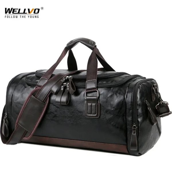 Bolsa de viagem de couro de qualidade masculina bolsa de bagagem masculina bolsa casual viagem tote grande bolsa de fim de semana xa631zc 240109