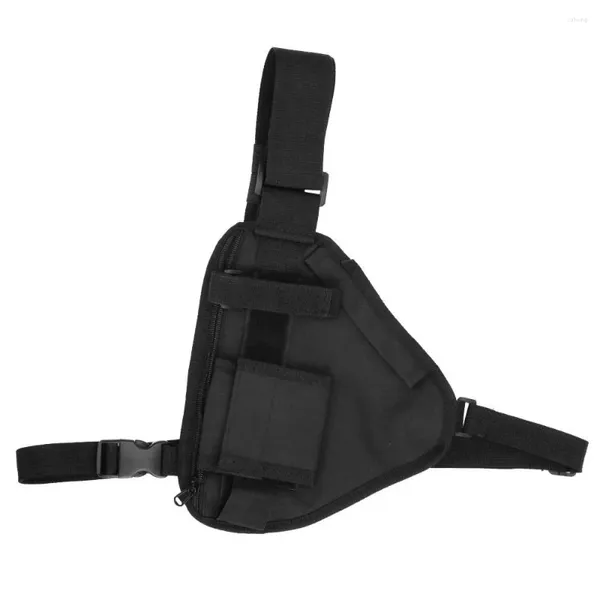 Jaquetas de caça coldre de rádio peito arnês pacote frontal bolsa colete tático equipamento com alça de náilon para walkie talkie em dois sentidos