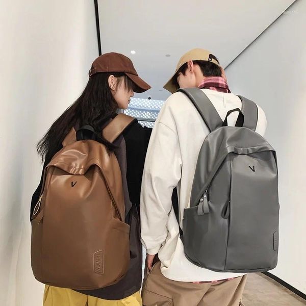 Okul çantaları pu deri kadınlar sırt çantası su geçirmez büyük kapasiteli çanta erkekler için açık hava erkekler seyahat sırt çantaları modaya uygun kitap çantaları
