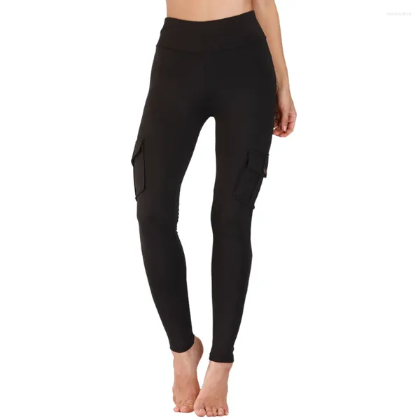 Yoga Outfits Frauen Hohe Taille Feste Hosen Gym Elastische Fitness Mit Tasche Mode Schnell Trocknende Sport Straffen Hüfte Leggings Stil schlank