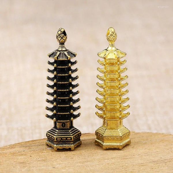 Ciondoli portachiavi pagoda in ottone vintage a nove strati, ciondolo cinese Feng Shui per la creazione di gioielli, decorazioni per la casa, ornamenti da scrivania