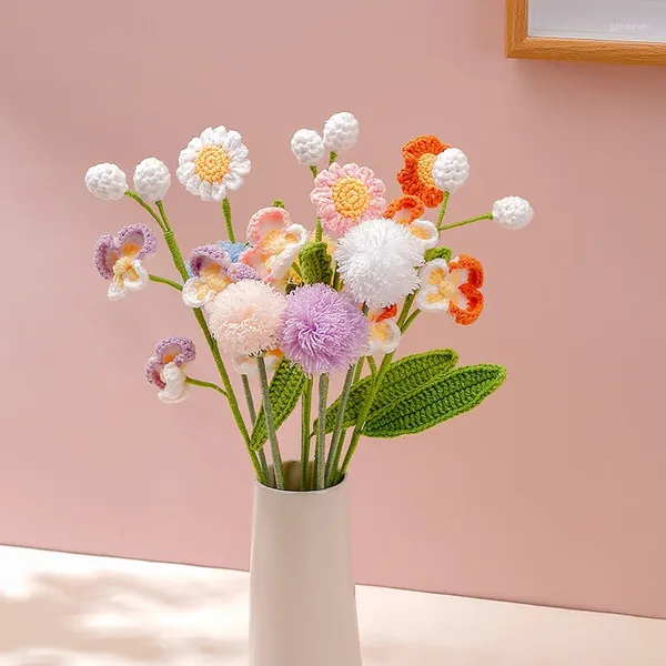 Dekoratif Çiçekler Düğün Konukları İçin El Yapımı Çiçek Buketi Hediyeler DIY Tığ işi Kelebek Orkide Mezuniyet