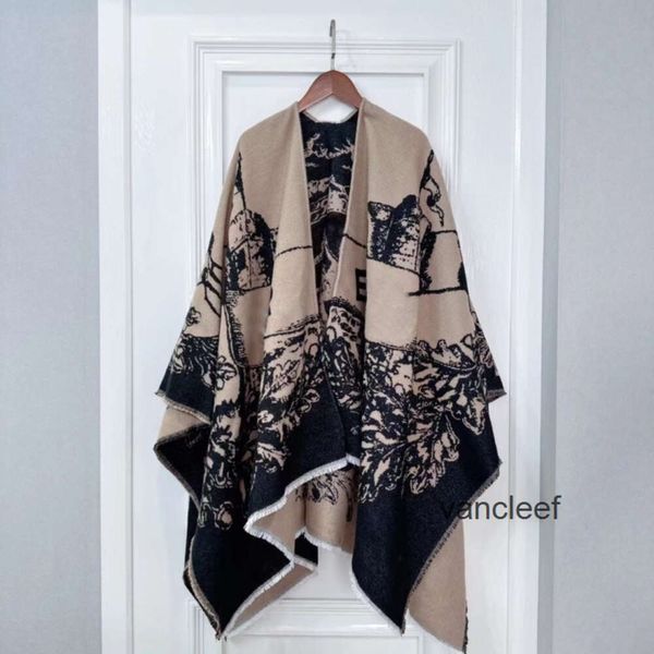 Designer bonés nova imitação pashmina cachecóis capa e xale feminino quente poncho espessamento roubou borda envoltório 2 cores com tag