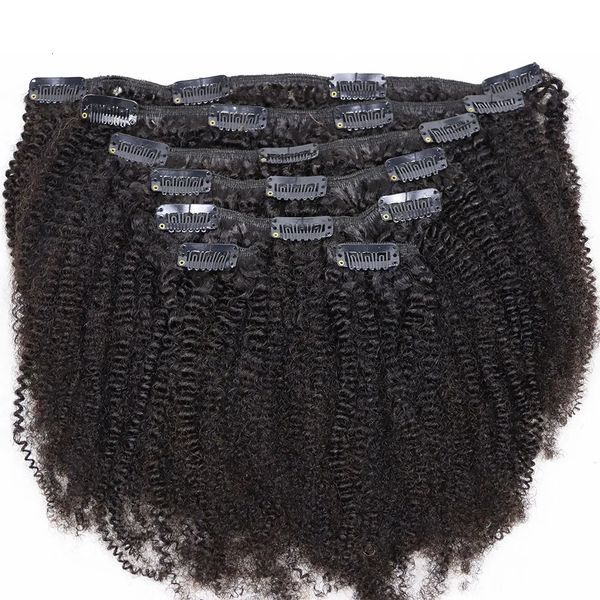 4C Clip Virgin Human Hair Bundle Weft Tight Small Afro Kinky Curly 120 Gramm für afrikanische schwarze Frauen 240110