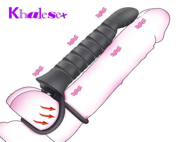 Dupla penetração vibrador vibrador 10 modo vibrador para homens cinta no pênis vagina plug adulto brinquedos sexuais para casais 2106188773707