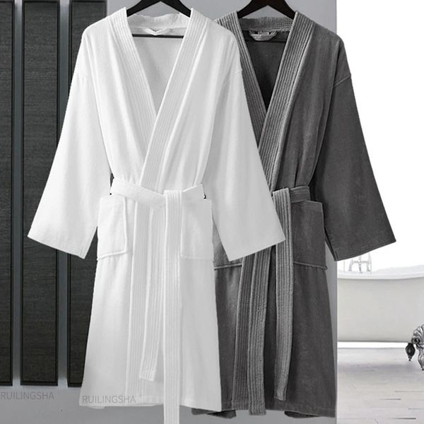 Mulheres 100% algodão Terry Bath Robe Plus Size Supk Water Toard Robe Bathrobe Kimono Vestido de inverno verão Men Waffle Sleepwear 240110