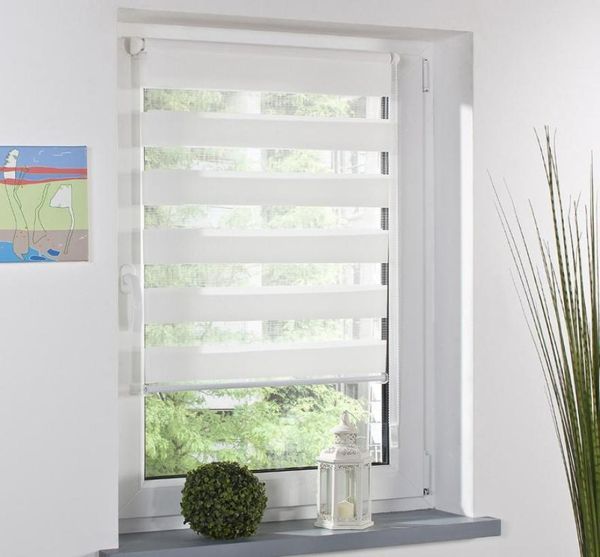 Moda rolo zebra cortina cega janela sombra decoração escritório em casa branco6698196