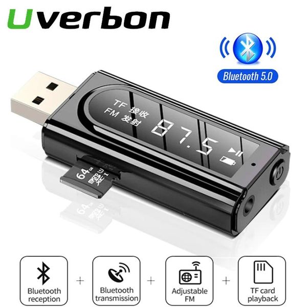 Konektörler Bluetooth Alıcı Verici Adaptörü USB Bluetooth FM 6In1 Araba PC TV Aux Audio Alıcı USB Adaptörü