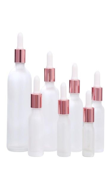 Klare Milchglas-Parfümflasche für ätherische Öle, flüssiges Reagenz, Pipette, Tropfflasche mit Roségoldverschluss, 5100 ml1934806