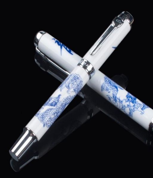 Caneta esferográfica Jinhao 950 avançada porcelana azul e branca dragão cerâmica real4282098
