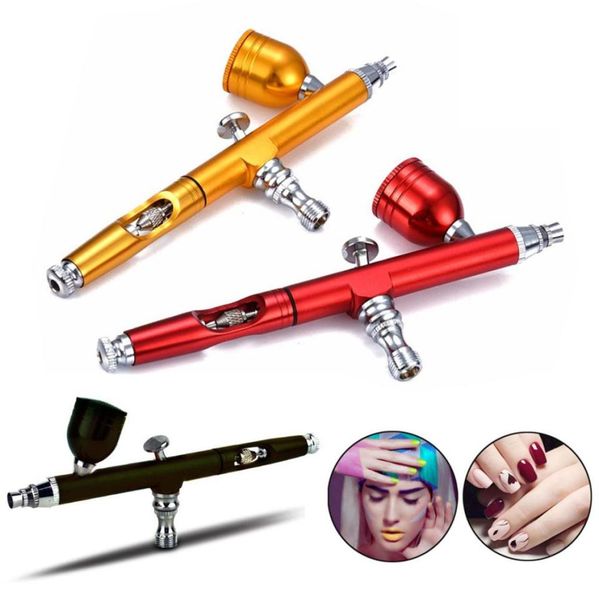 Airbrush-Werkzeug Dual Action Gravity Feed 03 mm Düse Spritzpistole Kuchen Dekorieren Nail Art Tattoo DIY Körperbemalung mit Schraubenschlüssel Straw9567194