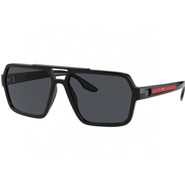 Дизайнерские мужские солнцезащитные очки Linea RosaSunglass Pilot в черной резиновой оправе с зеркальными ножками и логотипом Современные модные солнцезащитные очки SPS01X DG008F