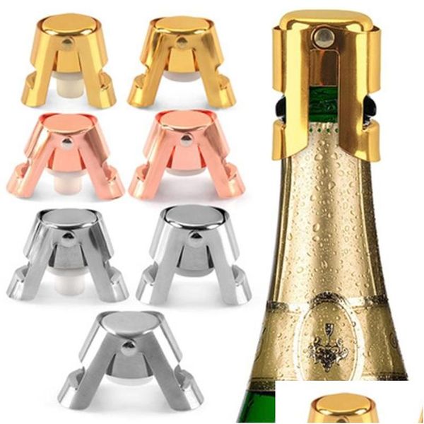 Bar Werkzeuge Ankunft Edelstahl Flaschenverschluss Sile Wein Champagner Stopper Kreativer Stil Mund Tropfen Lieferung Hausgarten Küche Dhnyb