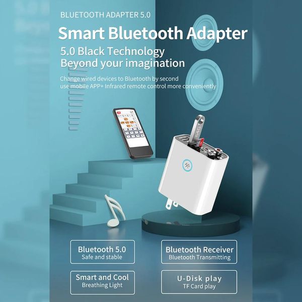 Спикеры Bluetooth 5.0 Музыкальный аудио -приемник адаптер передатчик для Home Hifi Disceer Quick USB -зарядное устройство Aux Rac U Disk TF Player Plug