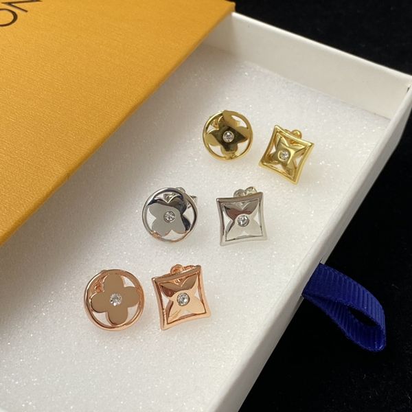 Mit BOX Designer Ohrstecker Diamant Frau Mini vergoldet Kristall Strass Ohrring Schmuck Großhandel wird nicht verblassen