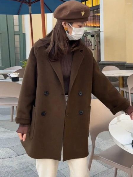 Abiti da donna Taglie Forti Giacca Cappotto Ragazza Paffuta 2024 Autunno E Inverno Alto Senso Stile Coreano Allentato Corto Di Lana