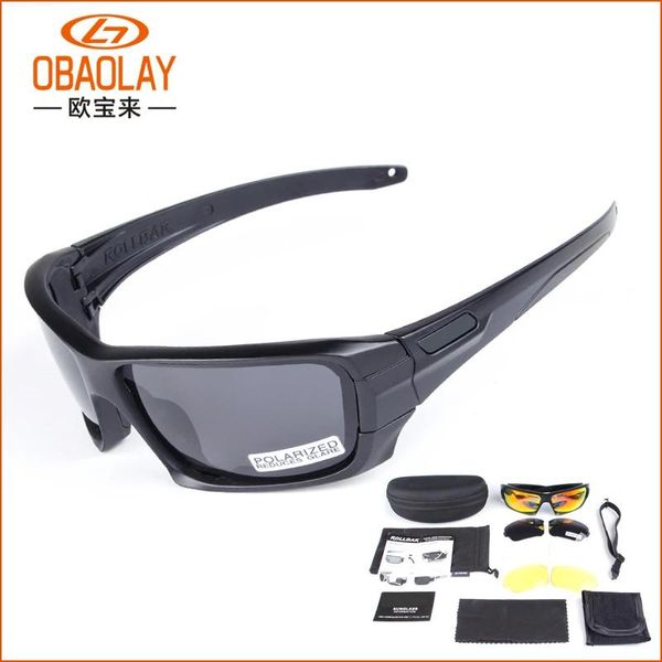 Schutzbrille Obaolay 3 Farben Ersatzlinsen hoher Antiimpakt -ballistische taktische Brille Jagdbrille