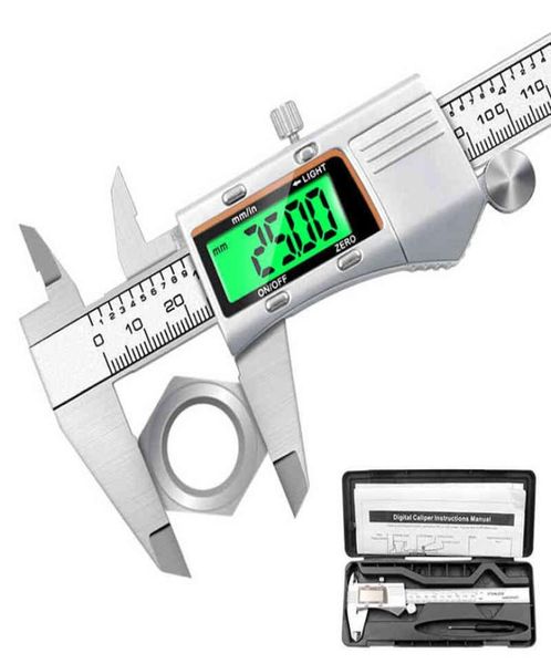 Edelstahl-Metallgehäuse, digitaler Messschieber, elektronischer Messschieber, Hintergrundbeleuchtung, 0,150 mm, Messwerkzeuge 2112209917899