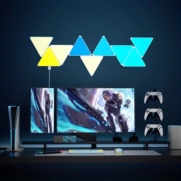 1pc Lampade triangolari a LED WIFI super sottili, Lampada APP WIFI RGB Lampada da parete per interni Controllo APP Luce notturna a LED, Per la decorazione della camera da letto di giochi per computer, Alimentato tramite USB