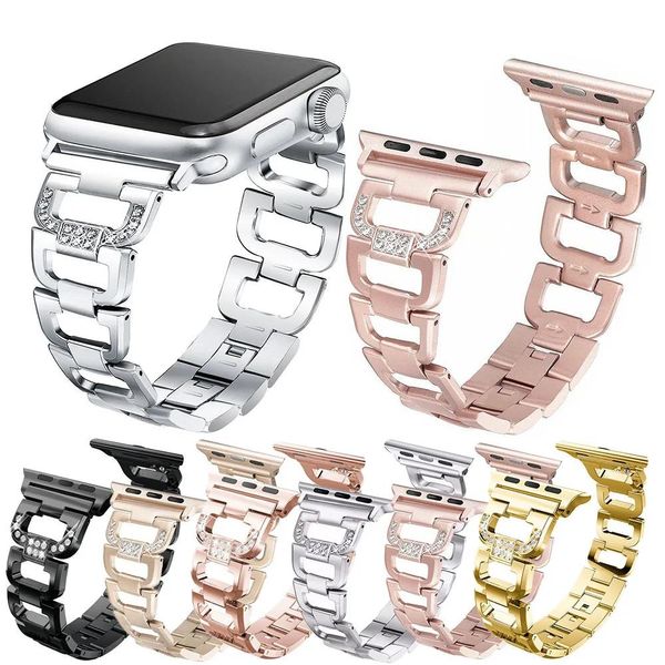 Accessori ESSIDI Luxury Bling Diamond Bracciale Cingcio per Apple Watch Series 6 SE 5 4 3 2 1 Banda di orologi in acciaio inossidabile 38 40 42 44 mm Correa
